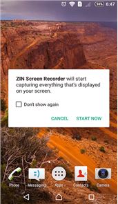 La imagen en pantalla Grabador de ZIN