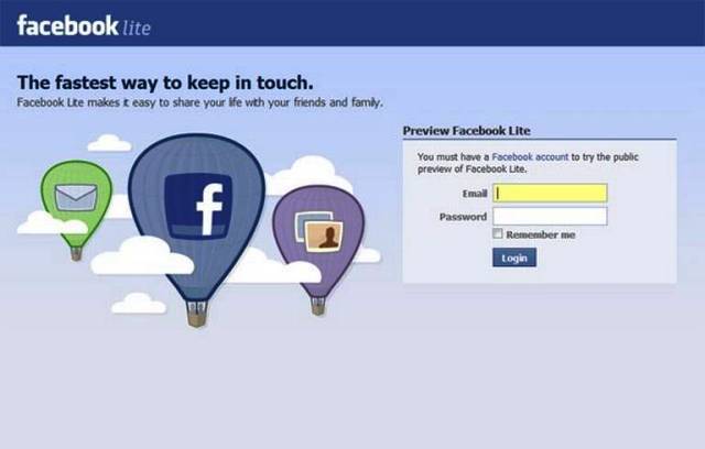 Facebook lite login www Facebook Lite