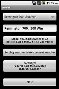 Strelok. Ballistic calculator image